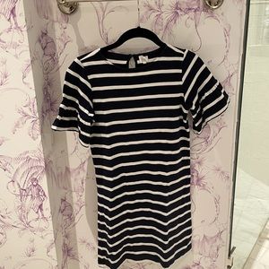 Navy blue and white striped dress